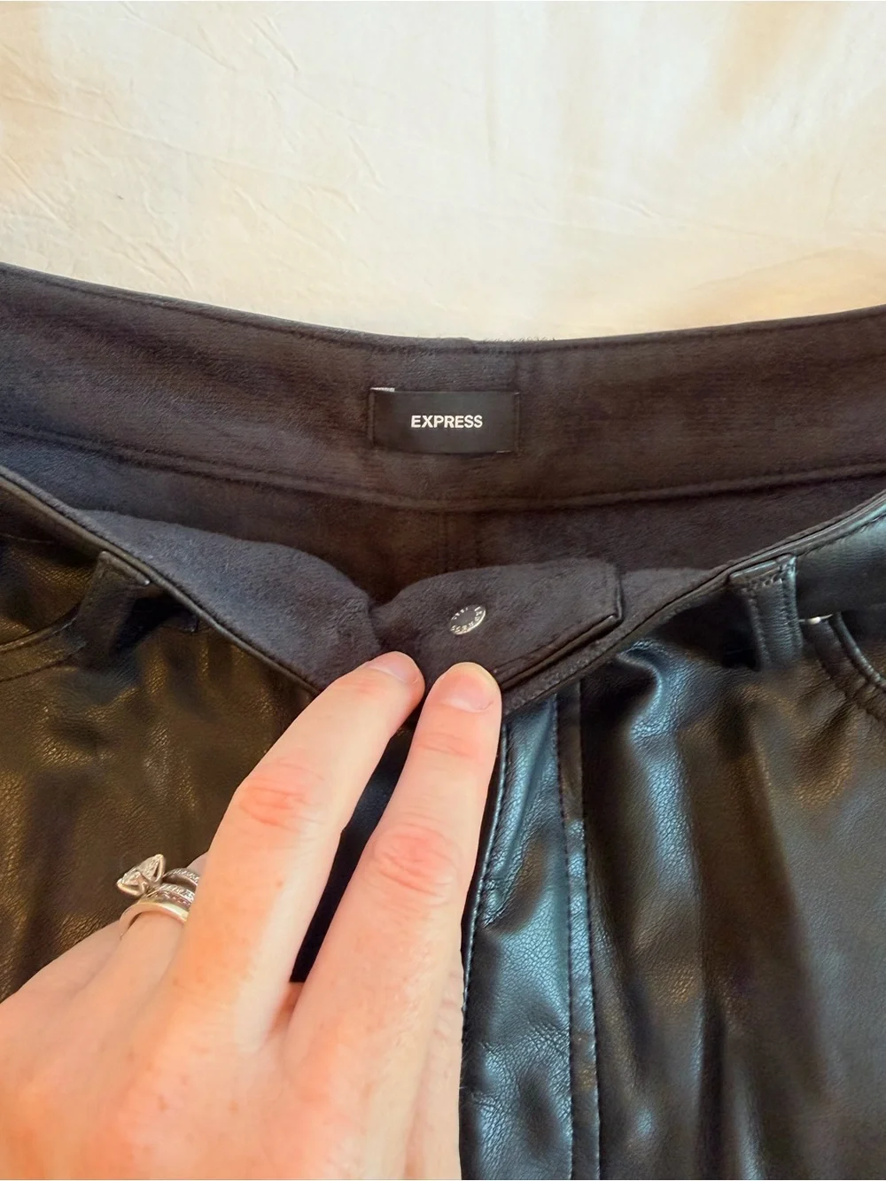 Express Black Faux Leather Straight-Leg Pants